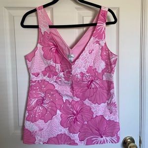 Lilly Pulitzer Pink Floral Tank Top, Size 10